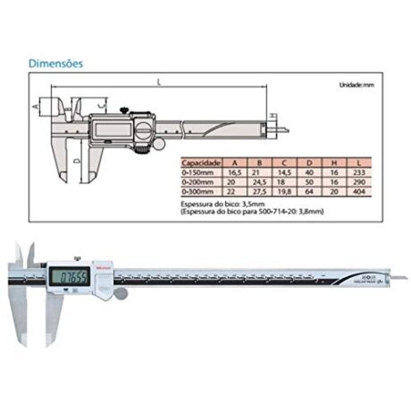 Mitutoyo 500-754-10 Digital Vernier Caliper/Digimatic Vernier 300Mm ...